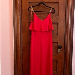 Michael Kors Pink Maxi Dress with Gold Chain Straps